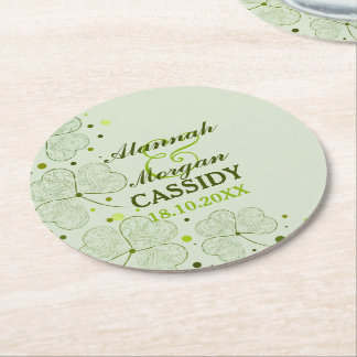 Kleeblatts Polka Dots Irish Wedding Paper Unterset Runder Pappuntersetzer