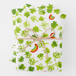 Kleeblatts & Rainbows St Patricks Day Geschenkpapier Set