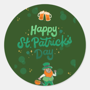 "Kleeblatts & Shenanigans: Ein St. Patrick's Day Runder Aufkleber