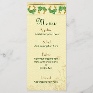 Kleeblatts und das "Gold Irish Wedding Menu" Menükarte