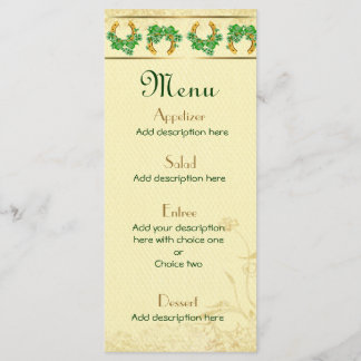 Kleeblatts und das "Gold Irish Wedding Menu" Menükarte