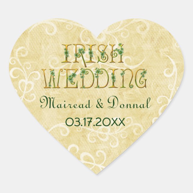 Kleeblatts und Irish Wedding Herz-Aufkleber (Vorderseite)