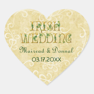 Kleeblatts und Irish Wedding Herz-Aufkleber