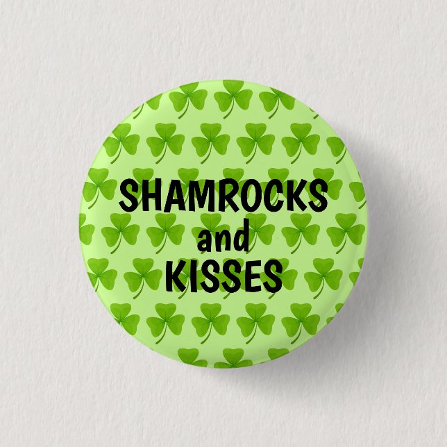 Kleeblatts und Kisses Green Kleeblatt Pattern Button (Vorderseite)