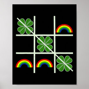 Kleeblatts und Rainbows Tic Tac Toe Lucky Saint Pa Poster