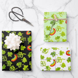 Kleeblatts und Regenbogen Irish St Patty's Geschenkpapier Set