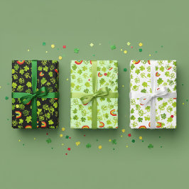 Kleeblatts und Regenbogen Irish St Patty's Geschenkpapier Set