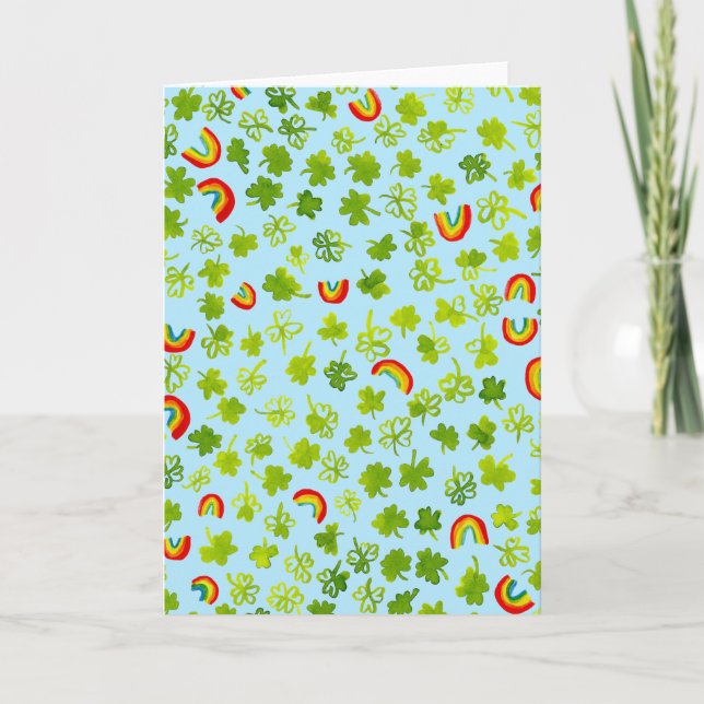 Kleeblatts und Regenbogen Irish St Patty's Karte (Vorderseite)