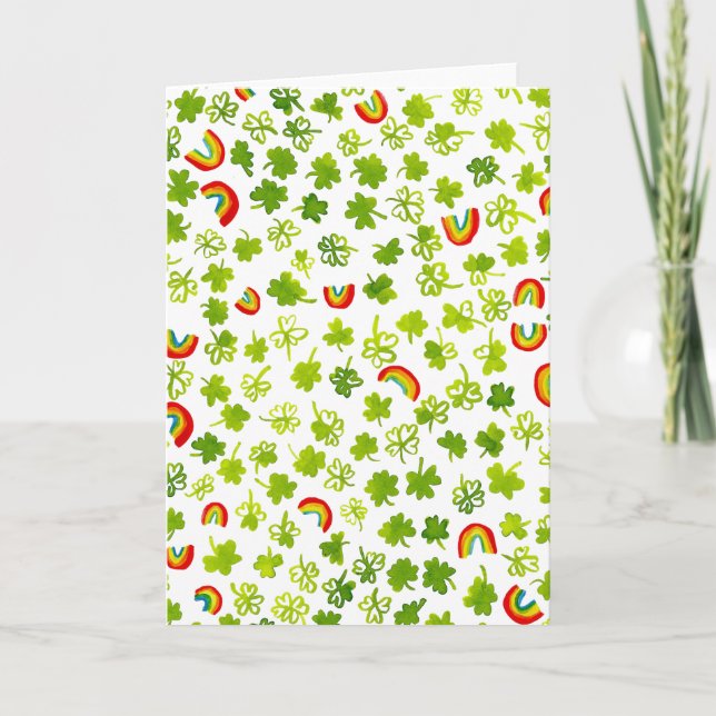 Kleeblatts und Regenbogen Irish St Patty's Karte (Vorderseite)
