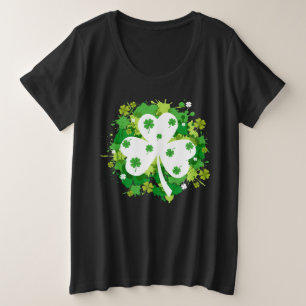Kleeblatts und Wirbel St Patricks Day Große Größe T-Shirt