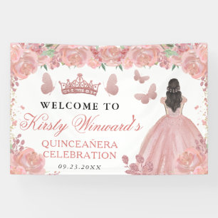 Kleid aus Roségold, braunhaarige Prinzessin Quince Banner