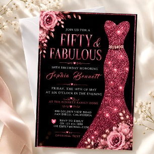 Kleid aus Roségold-glitzernden 50. Geburtstags-Ein Einladung
