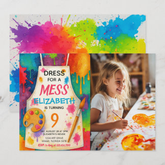 Kleid für ein Messy Art Party Geburtstagsfoto Einladung