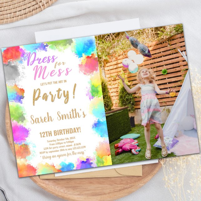 Kleid für Mess Paint Birthday Einladung (Dress for Mess Paint Birthday Invitations w photo)