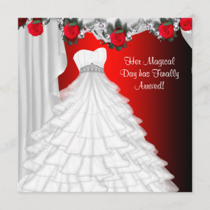 Kleid für Party Rot Rose Quinceanera Einladungen