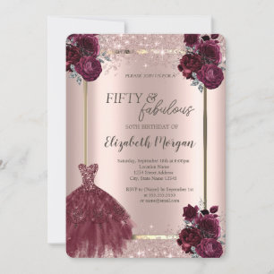 Kleid Rose Gold Konfetti Burgunder Rosen 50.  Einladung