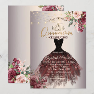Kleid, Tiara, Lichter Rosen, Rosenvergoldete Quinc Einladung