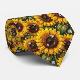 Kleide Dich Casual Sonnenblumen und Diamanten Krawatte