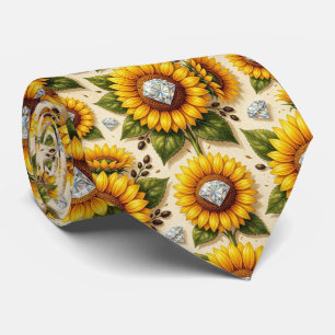 Kleide Dich Casual   Sonnenblumen und Diamanten Krawatte