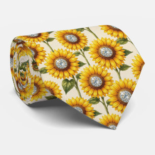 Kleide Dich Casual Sonnenblumen und Diamanten Krawatte