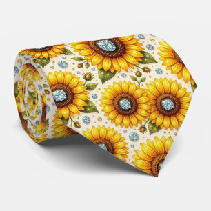 Kleide Dich Casual   Sonnenblumen und Diamanten Krawatte