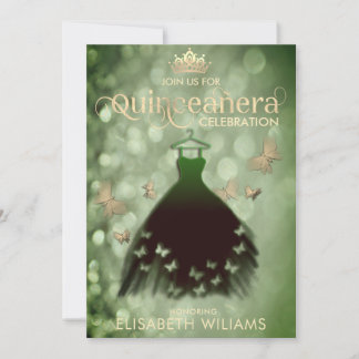 Kleider für den grünen Schmetterling Quinceañera Einladung