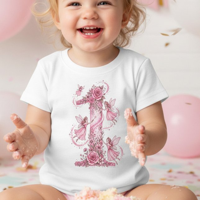 Kleider für Mädchen Feen Erstes Rosa 1. Geburtstag (Girl's 1st birthday photoshoot shirt - perfect for fairy first birthday)