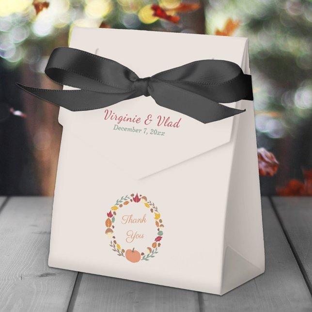Kleider und Hochzeit im Herbst Geschenkschachtel (Wreath & Fall Wedding Favor Box)