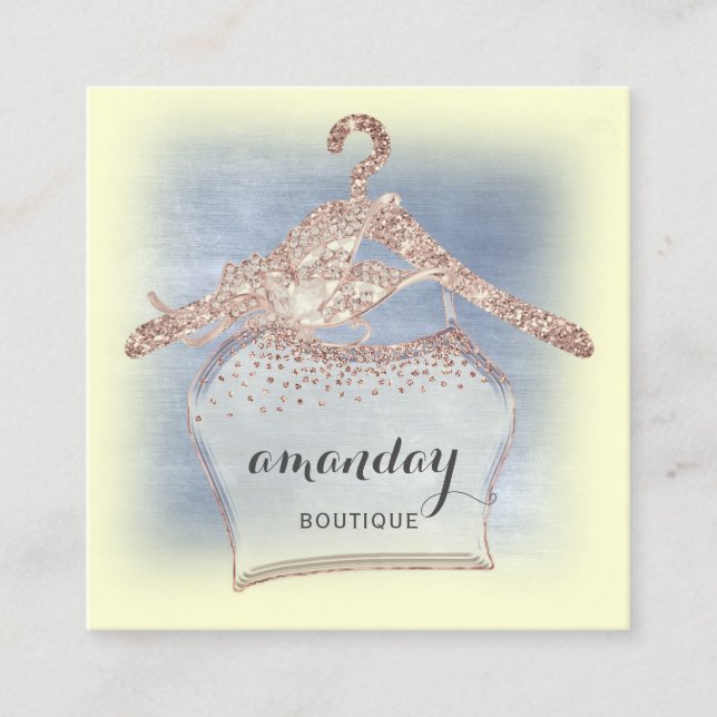 Kleiderhanger Kleid Mode Shop Gold Rose Quadratische Visitenkarte (Vorderseite)