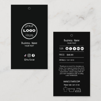 Kleiderhängeschild mit Preis & Logo | doppelseitig Visitenkarte
