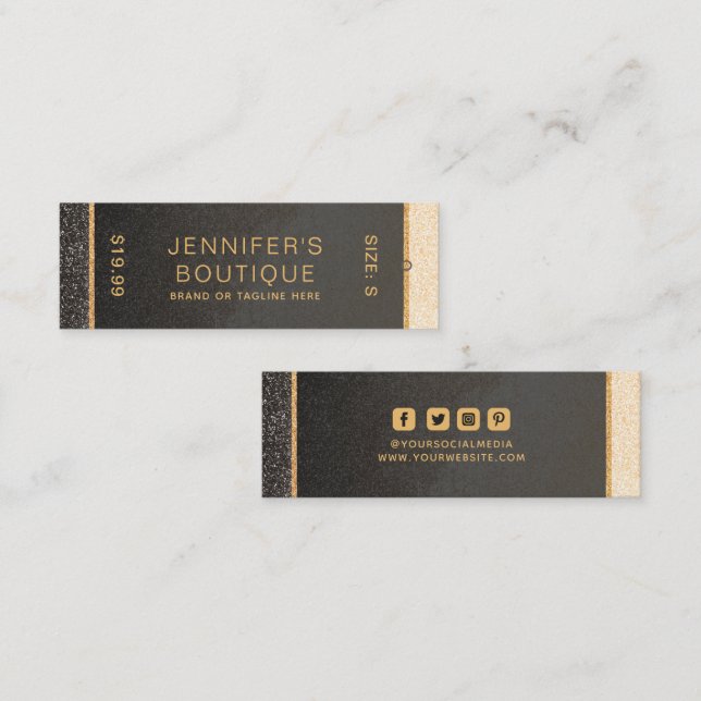 Kleidermarken Kleine Unternehmen Gold Luxus Shimme Telefonnummerkarte (Vorne/Hinten)