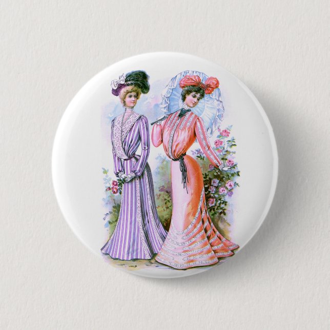 Kleidermode der 1900er Jahre Button (Vorderseite)