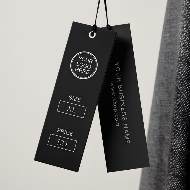 Kleiderpreisschild | Moderne schwarze Hängeschilde (Von Creator hochgeladen)