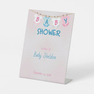 Kleidersäulenwaage Babydusche nach Maß Sockelschild