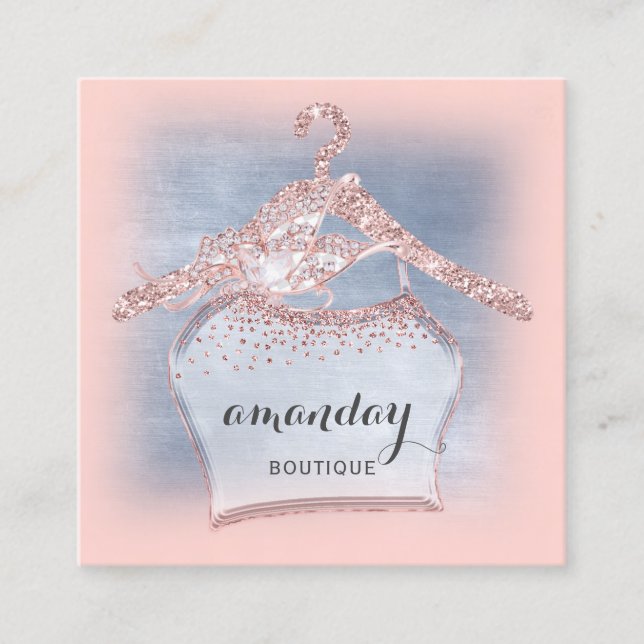 Kleiderschrank Mode Shop Blue Rose Diamond Quadratische Visitenkarte (Vorderseite)