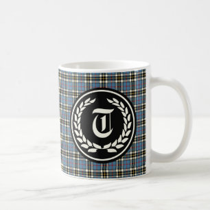 Kleidertartan-Monogramm Clan-Thompsons blaues Tasse