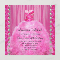 Kleidperlen Hot Pink Quinceanera-Einladung
