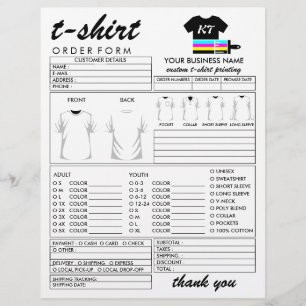 Kleidung Bekleidung T-Shirt Druck Auftragsformular Flyer