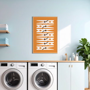 Kleidung Button Schwarz-weiß und Orange Wäscherei  Poster