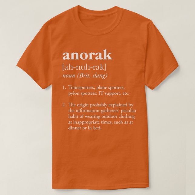 Kleidung für Anorak-Definition, getragen von Train T-Shirt (Design vorne)