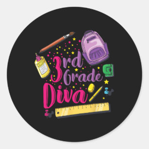 Kleidung für Mädchen der 3. Klasse Diva am ersten Runder Aufkleber
