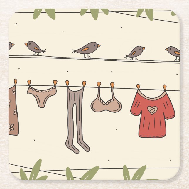 Kleidung im Garten Rechteckiger Pappuntersetzer (Vorderseite)