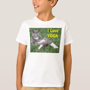Kleidung Kinder Katze I Liebe Yoga T-Shirt