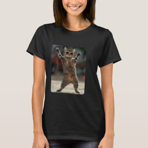 Kleidung mit Katze darauf KI Katze mit Sonnenbrill T-Shirt