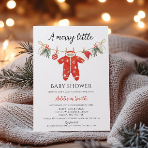Kleidung Rot Fröhliche kleine Babyparty Babyparty Einladung