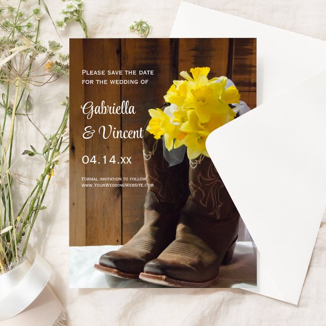 Kleidung und Cowboystiefel für Hochzeiten retten d Einladung (Von Creator hochgeladen)