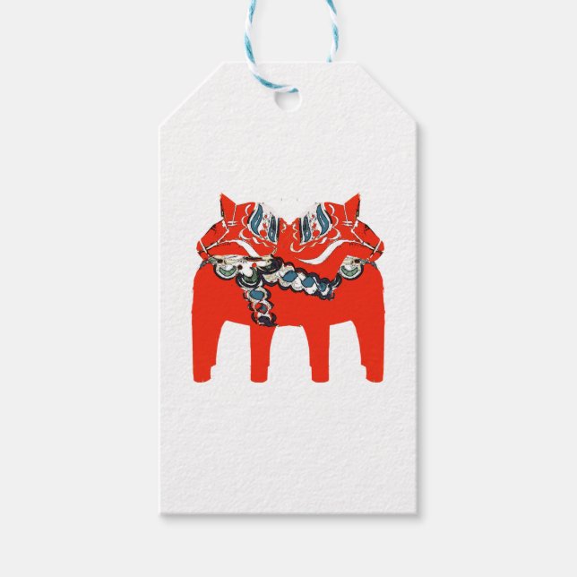 Kleidung und Geschenke für schwedische Dala Pferde Geschenkanhänger (Vorderseite)