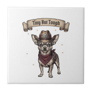 Klein, aber tough' Chihuahua rockt einen Cowboy Fliese