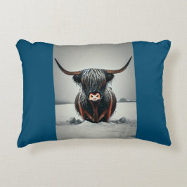 klein kussen met longhorn en petrolkleur dekokissen