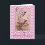Klein Lila Bellflower Campanula Friend Geburtstag Karte<br><div class="desc">Herzlichen Glückwunsch zum Geburtstag für einen besonderen Freund. Inside verse Verse: "Ein Freund ist ein Geschenk,  das du dir selbst gibst." Lila Blüten oder Campanula-Blüten der Künstlerin Catharina Klein,  auch bekannt als "Bellblumen". Catharine,  1861-1929. Ein lila Satin-Bogen sorgt für eine elegante Touch. Der Hintergrund ist ein Quarrefoliendesign. Genießen Sie.</div>